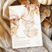 Fall Floral Bow Baby Shower Invitation 招待状