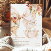 Fall Floral Bow Baby Shower Invitation 招待状