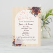 Fall Floral, Burgundy, Orange, Cream Baby Shower 招待状 (スタンド正面)