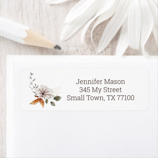 Fall Floral Cottage Magnolia Thanksgiving Address ラベル (インサイチュ)