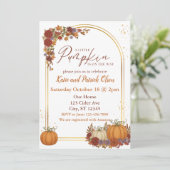 Fall floral, gold, A Little Pumpkin baby shower 招待状 (スタンド正面)