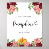 Fall floral guess how many pumpkins poster ポスター (正面)