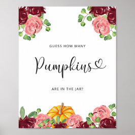 Fall floral guess how many pumpkins poster ポスター