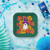 Fall Floral Halloween Ghost  ペーパープレート (パーティー)