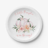 Fall Floral Little Pumpkin Baby Shower ペーパープレート (正面)