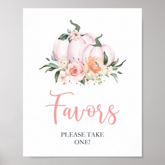 Fall Floral Little Pumpkin Shower Favors  ポスター (正面)