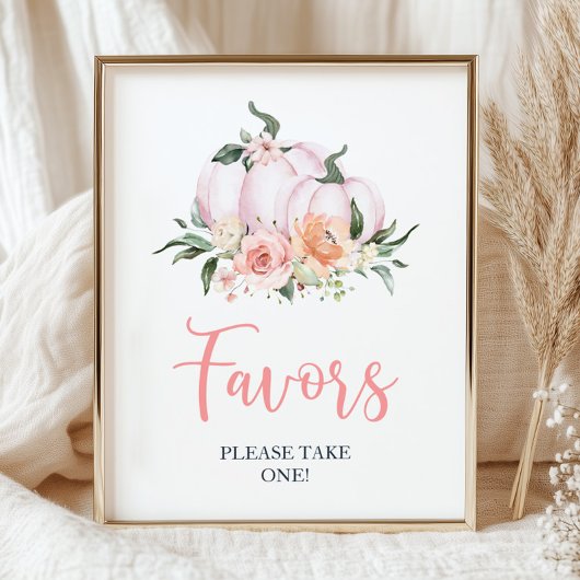 Fall Floral Little Pumpkin Shower Favors ポスター