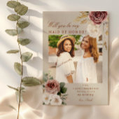 Fall Floral Maid of Honor Proposal Photo Card 招待状