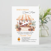 Fall Floral 'Off the Market' QR Code Bridal Shower 招待状 (スタンド正面)