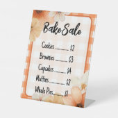 Fall Floral Plaid Bake Sale Sign Template 台座サイン (正面)