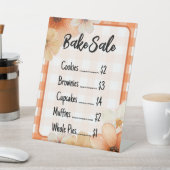 Fall Floral Plaid Bake Sale Sign Template 台座サイン (インサイチュ)