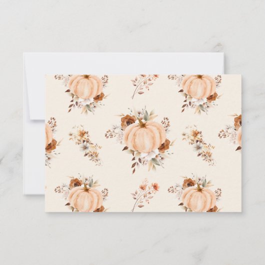 Fall Floral Pumpkin Wedding QR Code 出欠カード (裏面)