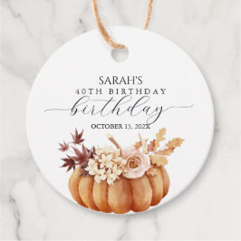 Fall Floral Pumpkin Woman Birthday Brunch フェイバータグ