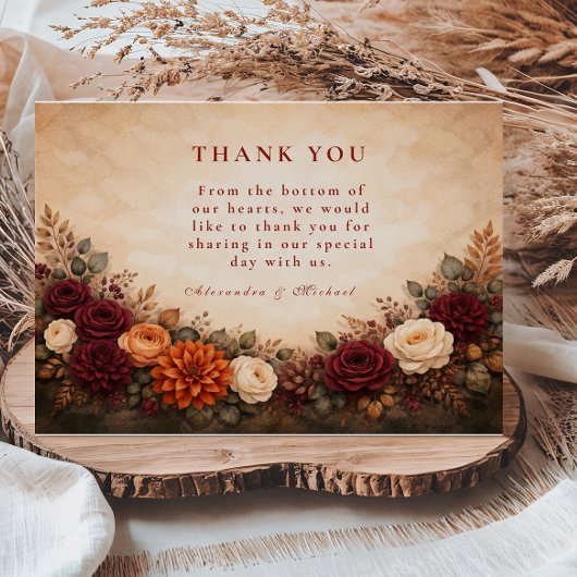 Fall Floral Romance Wedding サンキューカード