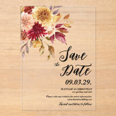 Fall Floral Save the date アクリル招待状 (正面)