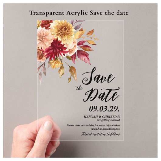 Fall Floral Save the date アクリル招待状