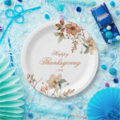 Fall Floral Thanksgiving  ペーパープレート (パーティー)