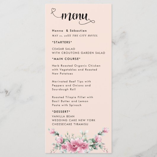 Fall Floral  Wedding Menu メニュー (正面)