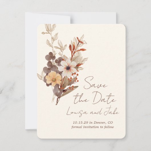 Fall Florals Save the Date Photo 招待状 (正面)
