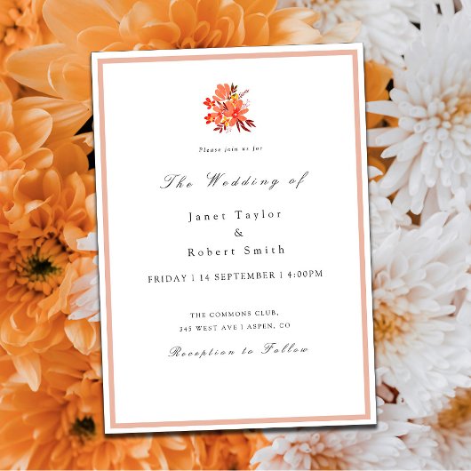 Fall Flowers and Leafs Wedding Invitation 招待状