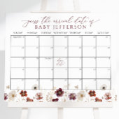 Fall Flowers Baby Shower Guess Due Date Calendar ポスター