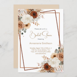 Fall Flowers Geometric Wreath Bridal Shower |  招待状