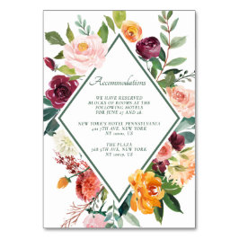 Fall Flowers Rustic Sage Green Accommodation Cards テーブルナンバー