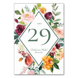 Fall Flowers Sage Green Rustic Table Numbers テーブルナンバー