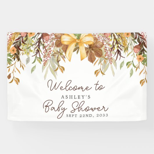 Fall Foliage Floral Baby Shower Welcome 横断幕 (横)