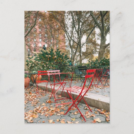 Fall Foliage New York City  Cafe Park Postcard ポストカード (正面)