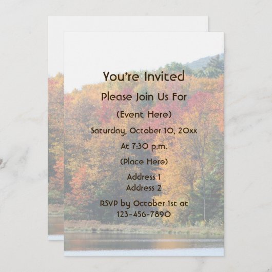Fall Foliage Pond Nature  招待状 (正面/裏面)