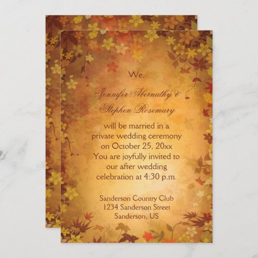 Fall Foliage Reception-Only Wedding Celebration 招待状 (正面/裏面)