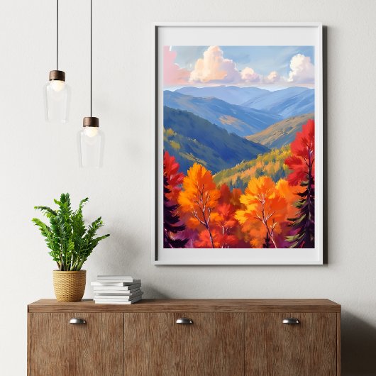 Fall Foliage | Watercolor Mountain Landscape ポスター