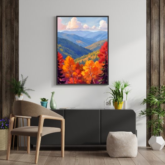 Fall Foliage | Watercolor Mountain Landscape ポスター