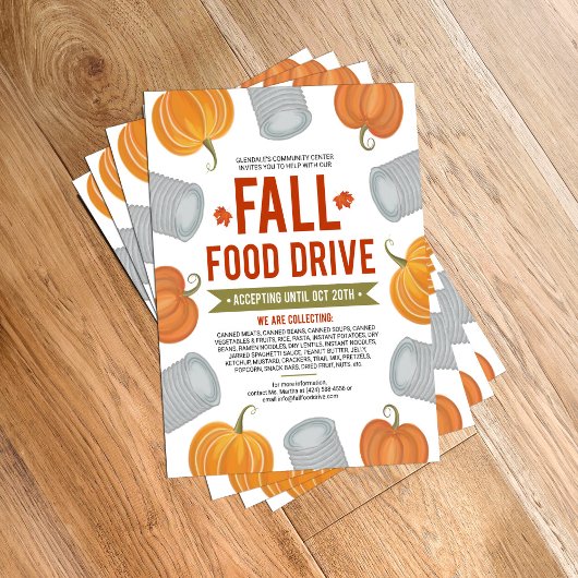 Fall Food Drive Pumpkins & Cans Frame Donation チラシ