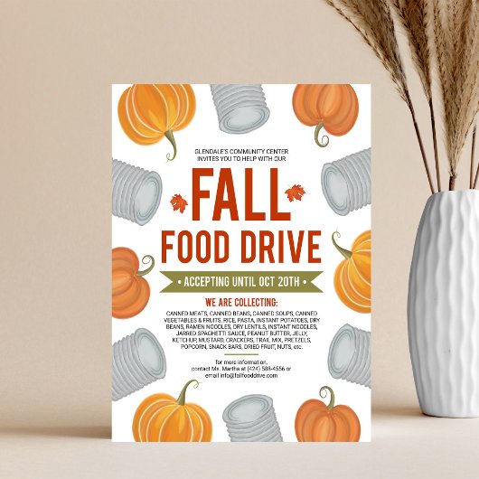 Fall Food Drive Pumpkins & Cans Frame Donation チラシ