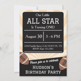 Fall Football All Star Birthday Party Invitation 招待状
