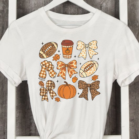 Fall Football Game Day Preppy Coquette Bows トライブレンドＴシャツ