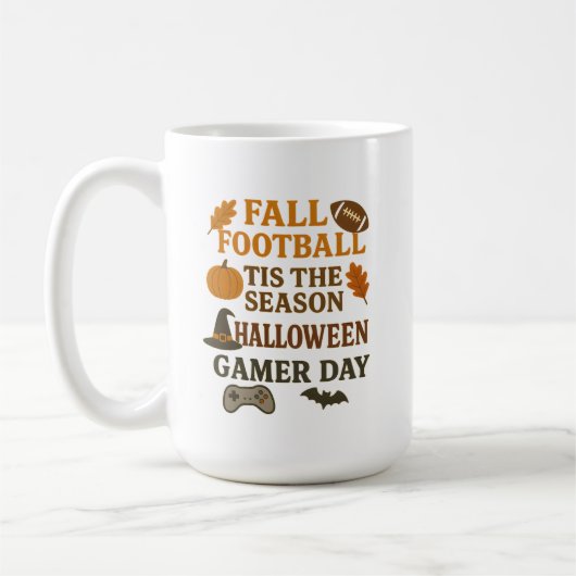Fall Football Tis The Season Halloween Gamer Day コーヒーマグカップ (左)