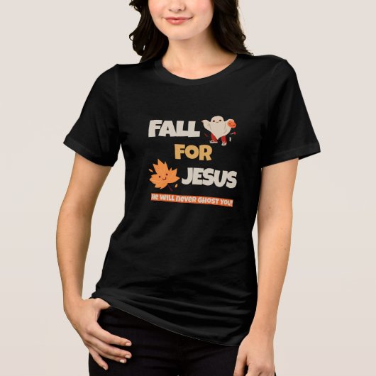 Fall for Jesus – 信仰と秋のクリスチャンデザイン トライブレンドTシャツ (正面)