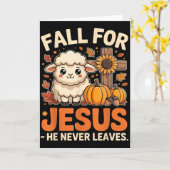 Fall For Jesus He Never Leaves Sheep Christian Aut カード (黄色い花)