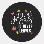 Fall For Jesus He Never Leaves Thanksgiving Christ ラウンドシール (正面)