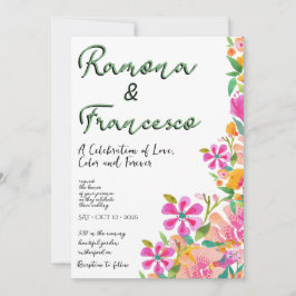Fall For You Watercolor Floral Wedding Invitation 招待状