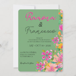 Fall For You Watercolor Floral Wedding Invitation 招待状