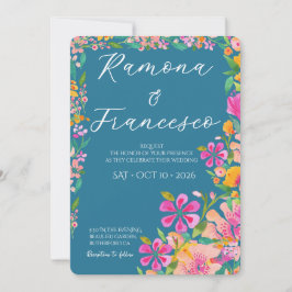 Fall For You Watercolor Floral Wedding Invitation 招待状