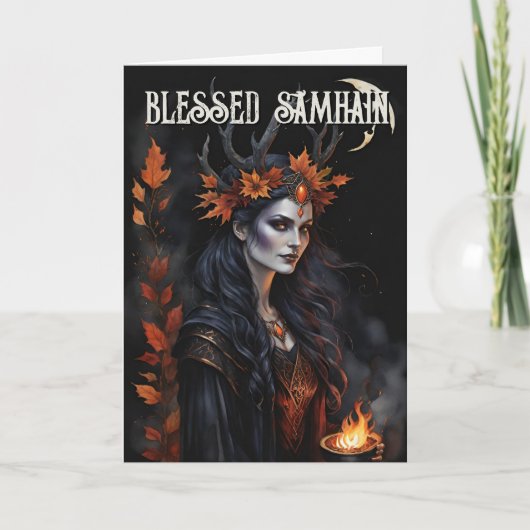 Fall Forest Blessed Samhain Night Pagan Witch カード (正面)