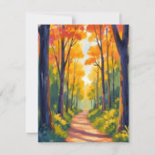 Fall Forest Path | 秋の紅葉の水彩カード (正面)