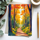 Fall Forest Path | 秋の紅葉の水彩カード