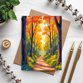 Fall Forest Path | 秋の紅葉の水彩カード