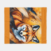 Fall Fox Painting フリースブランケット (正面(横))